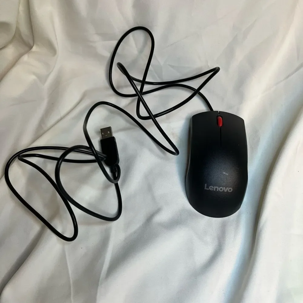 Lenovo Black and Red Wired Mouse